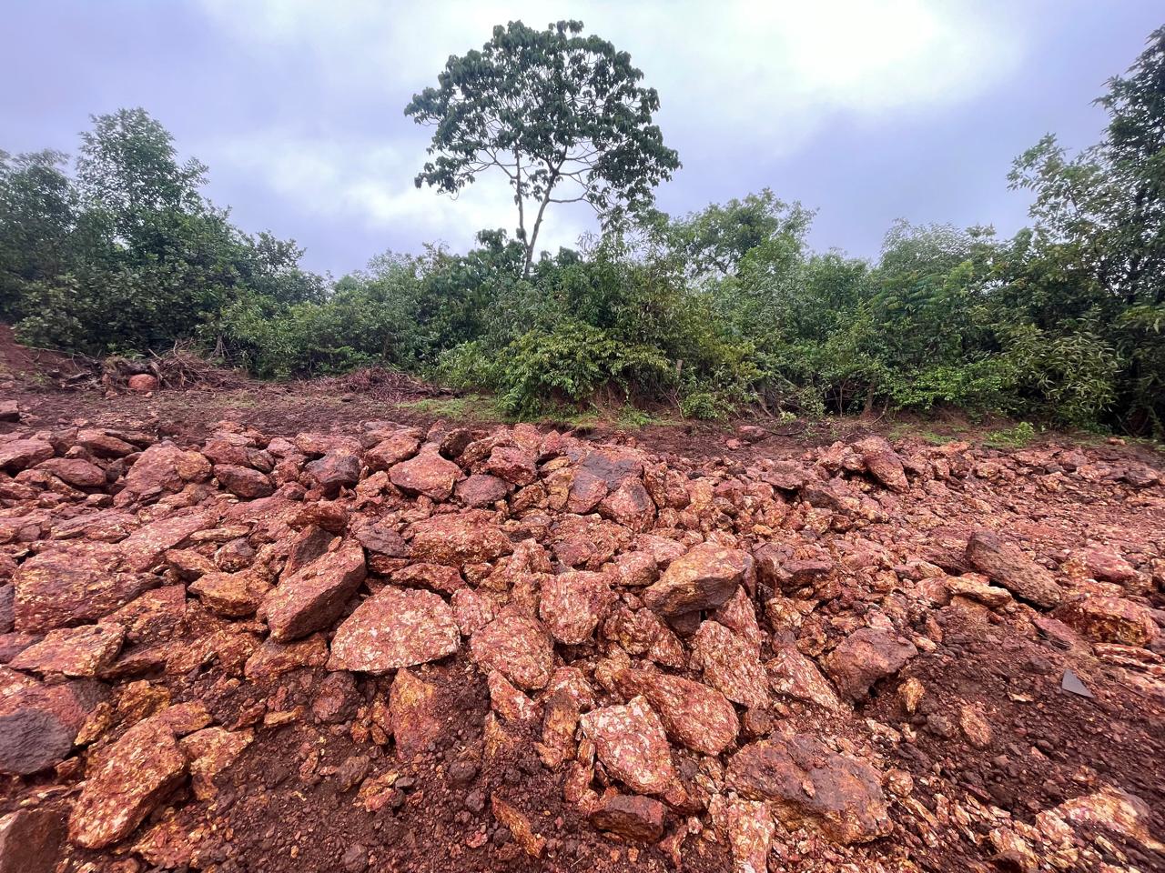 Iron ore and laterite rock face Karnataka