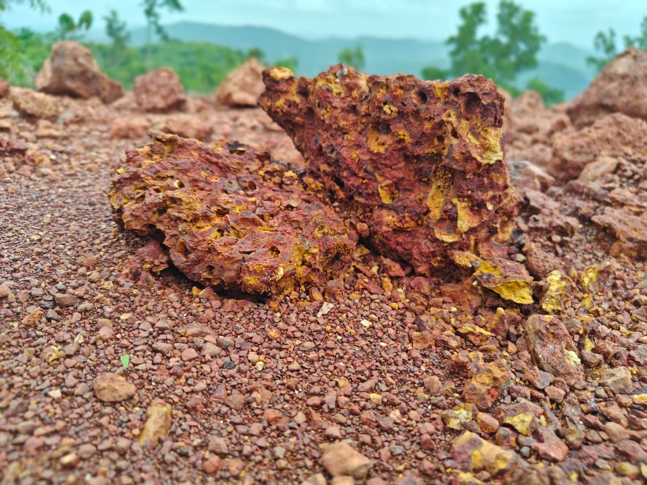 Bauxite ore sample Karnataka mining site